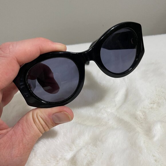 CHANEL Black Sunglasses with Gold Accents